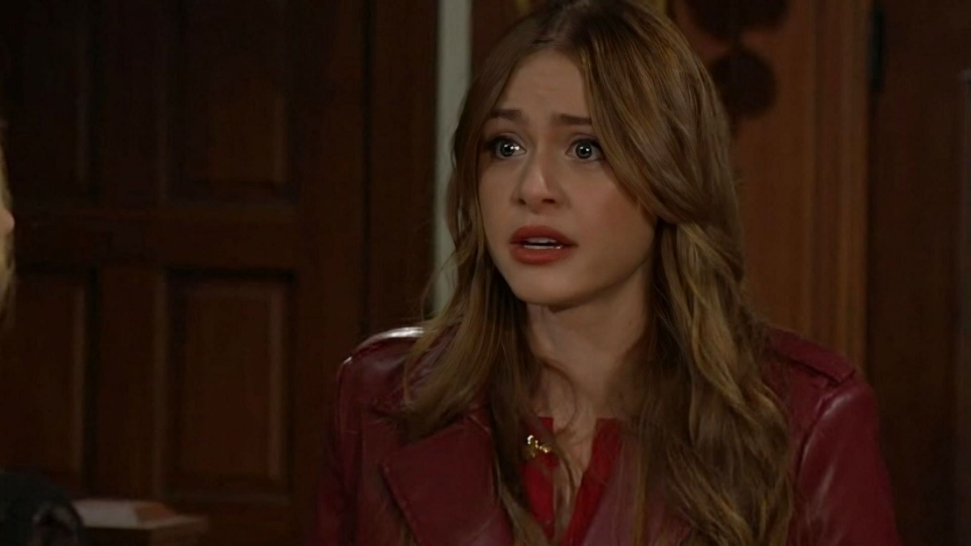 Claire Grace and her worry about Kyle in a still from The Young and the Restless (Image via CBS)