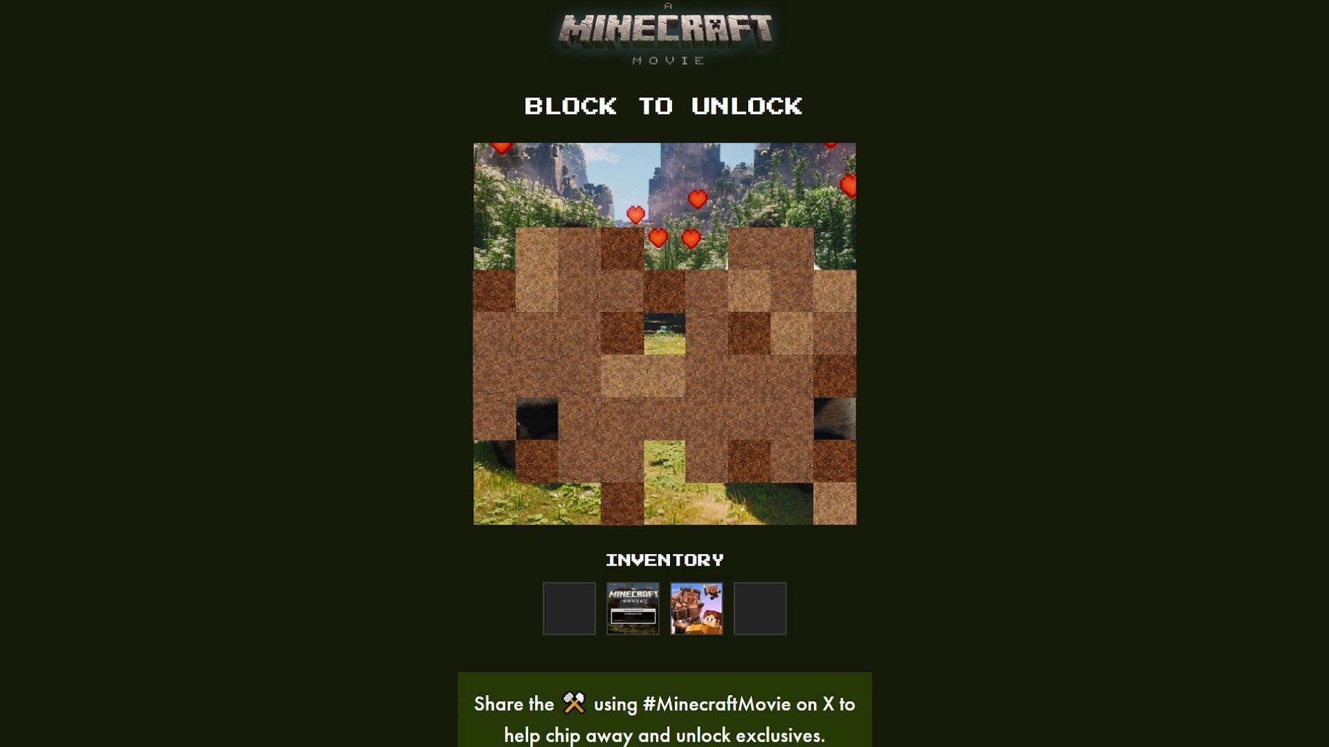 A Minecraft movie website