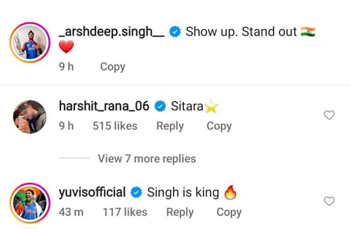 Yuvraj Singh drops praise on Arshdeep Singh's social media post (Image via Instagram-@_arshdeep.singh__