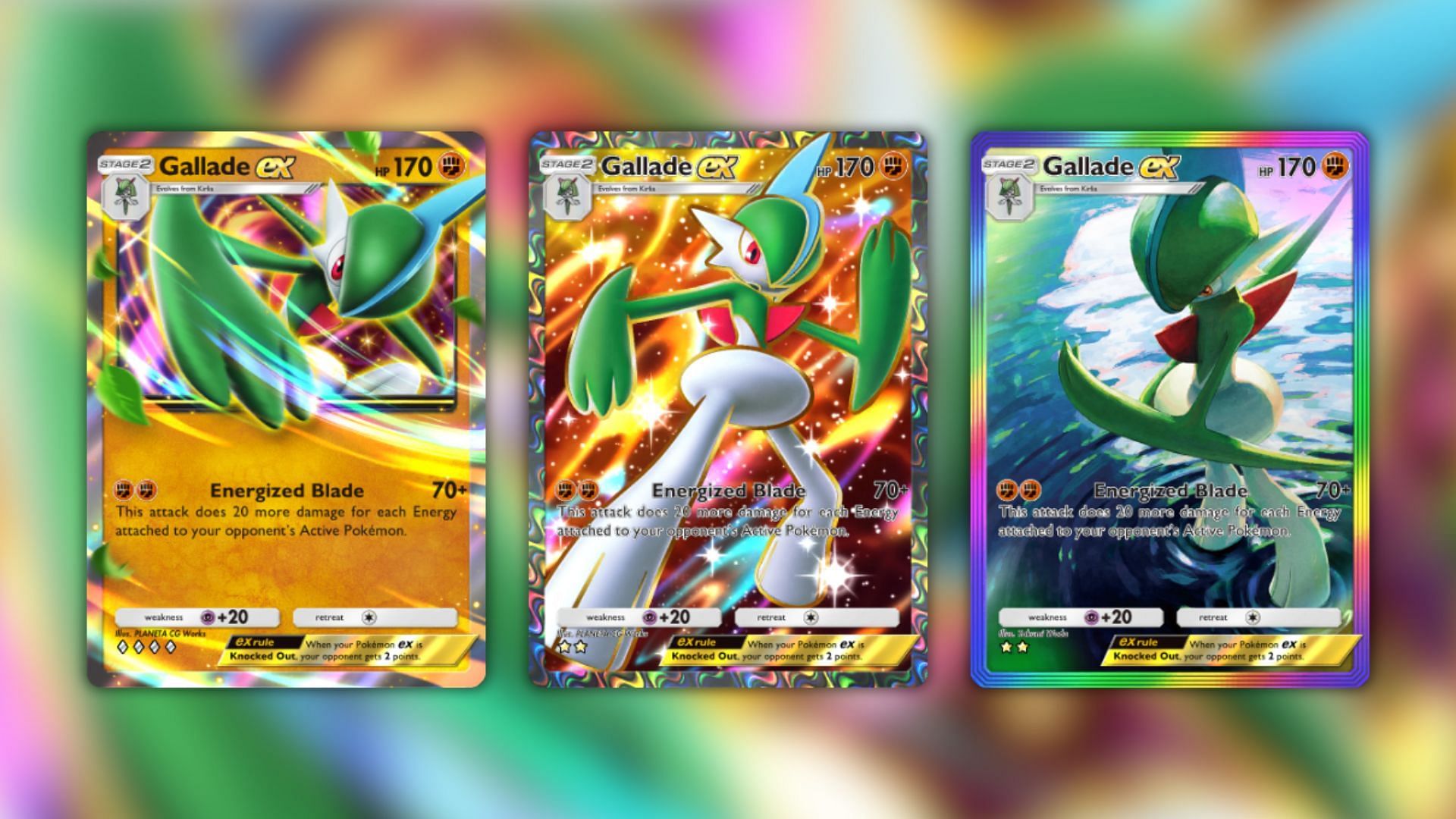 All Gallade ex variants in the game (Image via The Pokemon Company)