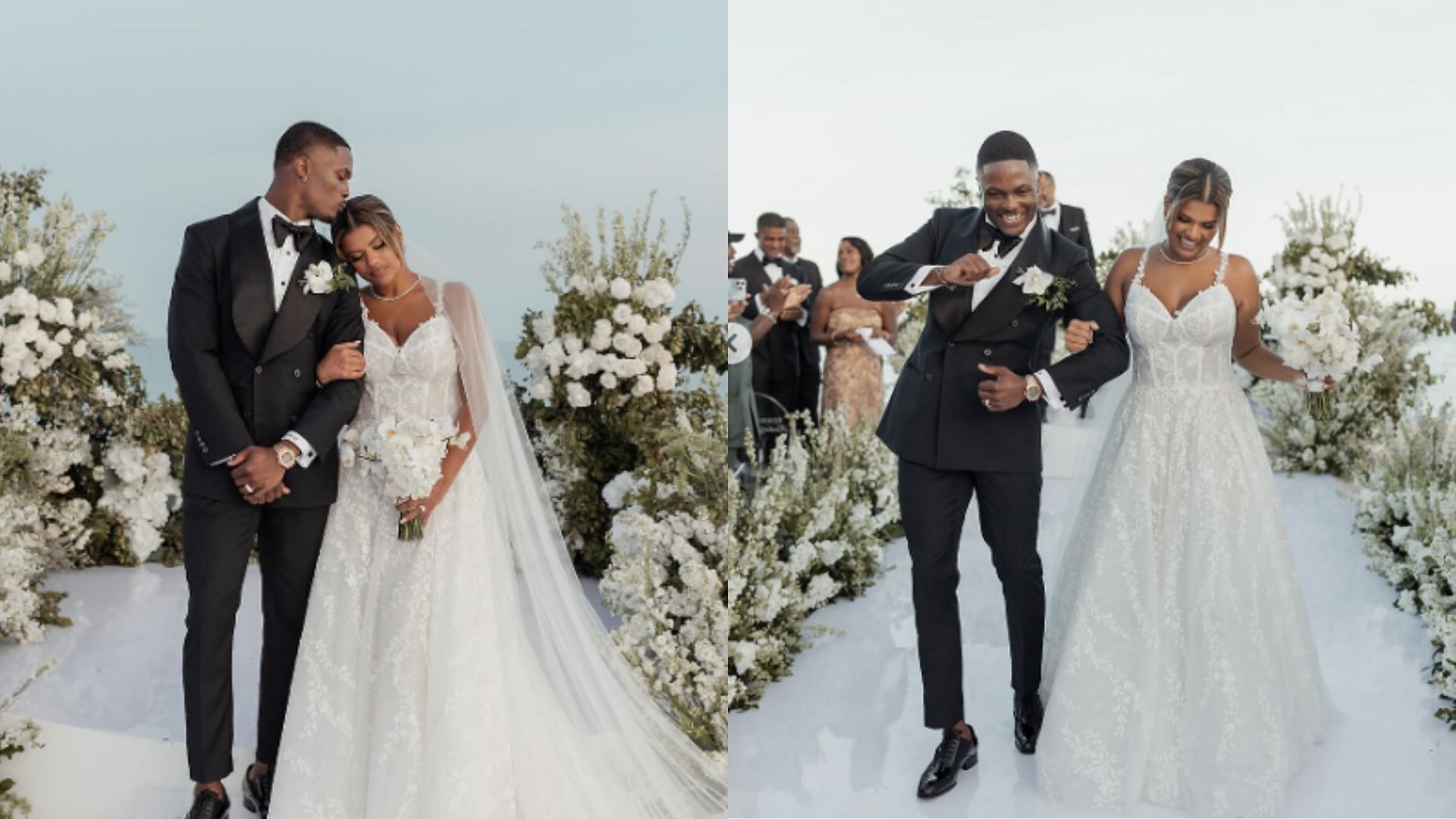 McLaurin and new wife Caitlin Winfrey. (Photos via McLaurin&#039;s Instagram)