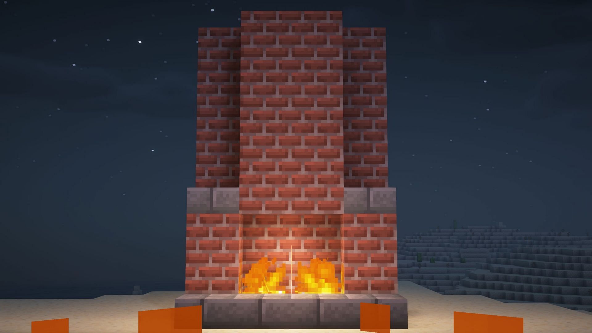 Brick blocks can also be used to create a decent-looking fireplace (Image via Mojang Studios)