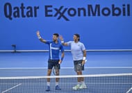 Novak Djokovic and Fernando Verdasco at the Qatar Open 2025. (Photo: Getty)
