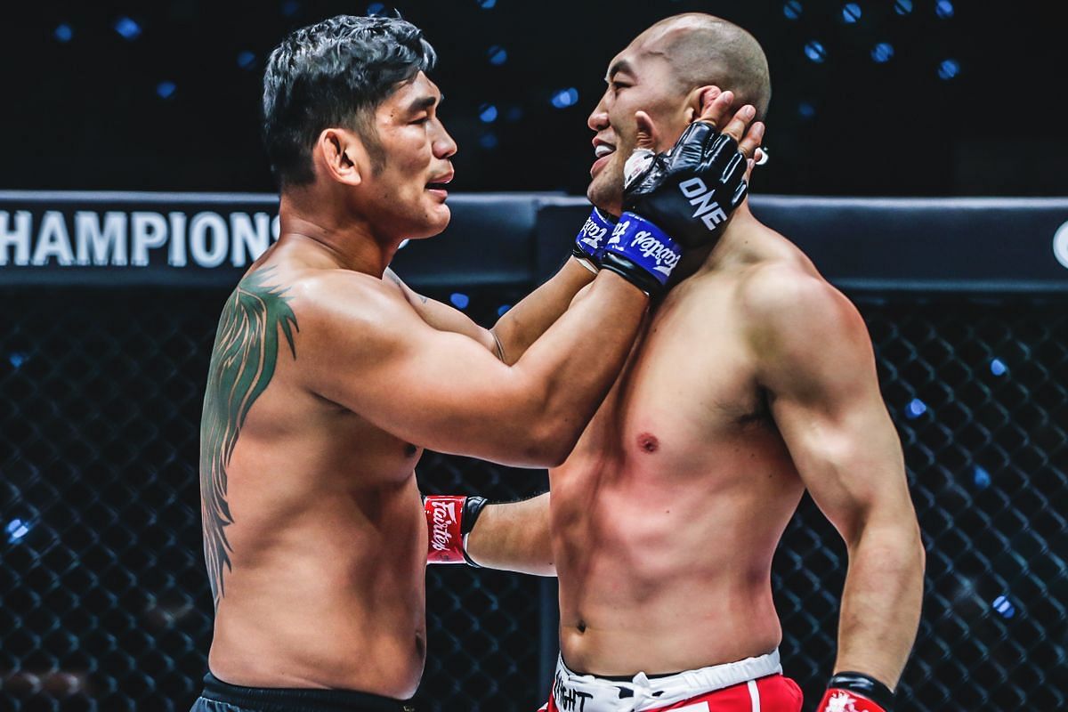 Aung La N Sang (L) and Yushin Okami | Photo by ONE Championship