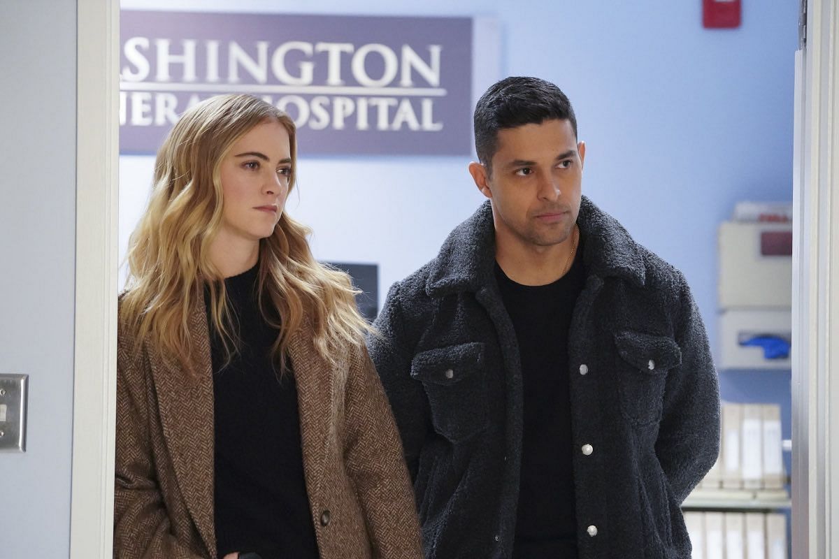 Emily Wickersham as Eleanor Bishop and Wilmer Valderrama as Nicholas Torres in a still from the series (Image via CBS)