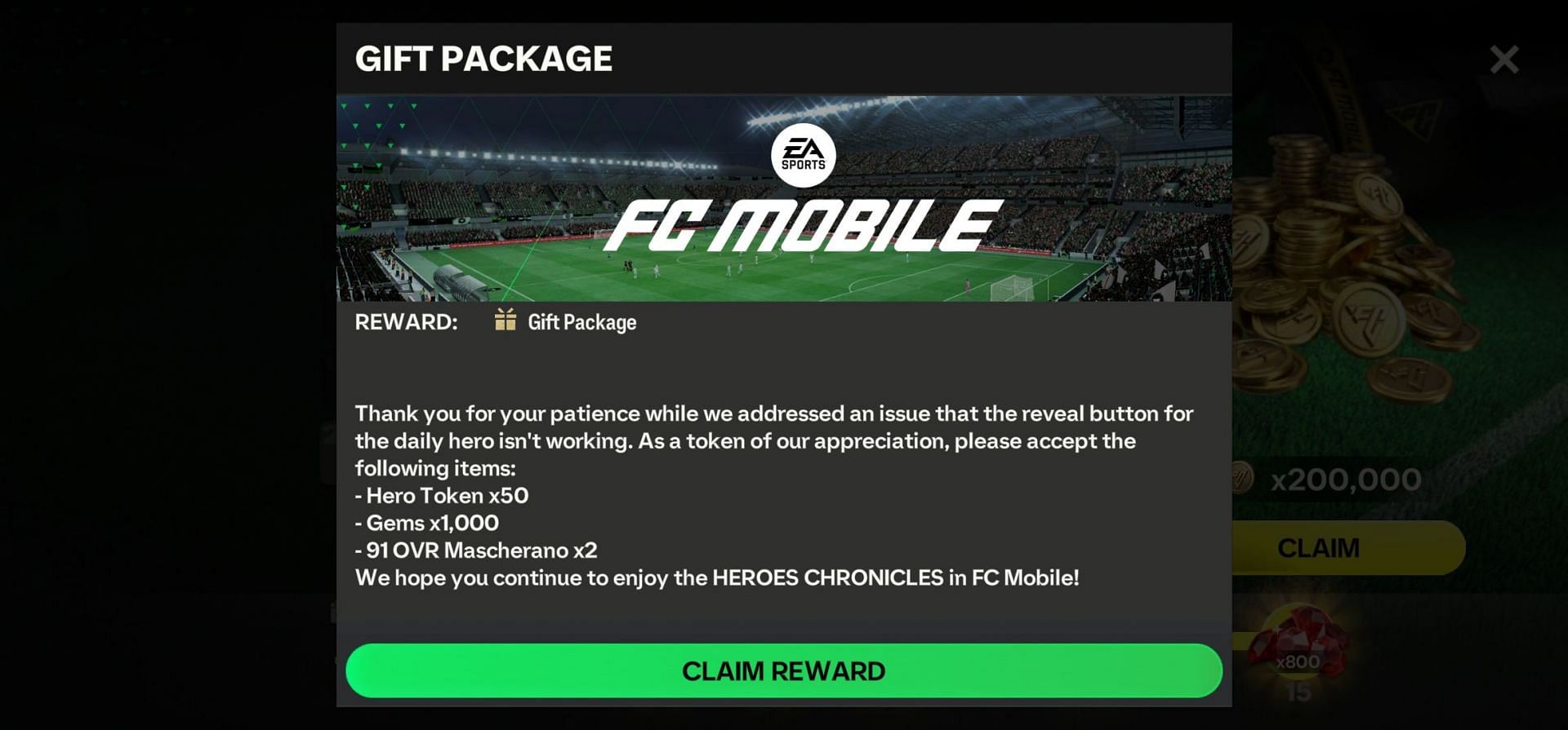 The compensation gift package (Image via EA Sports)