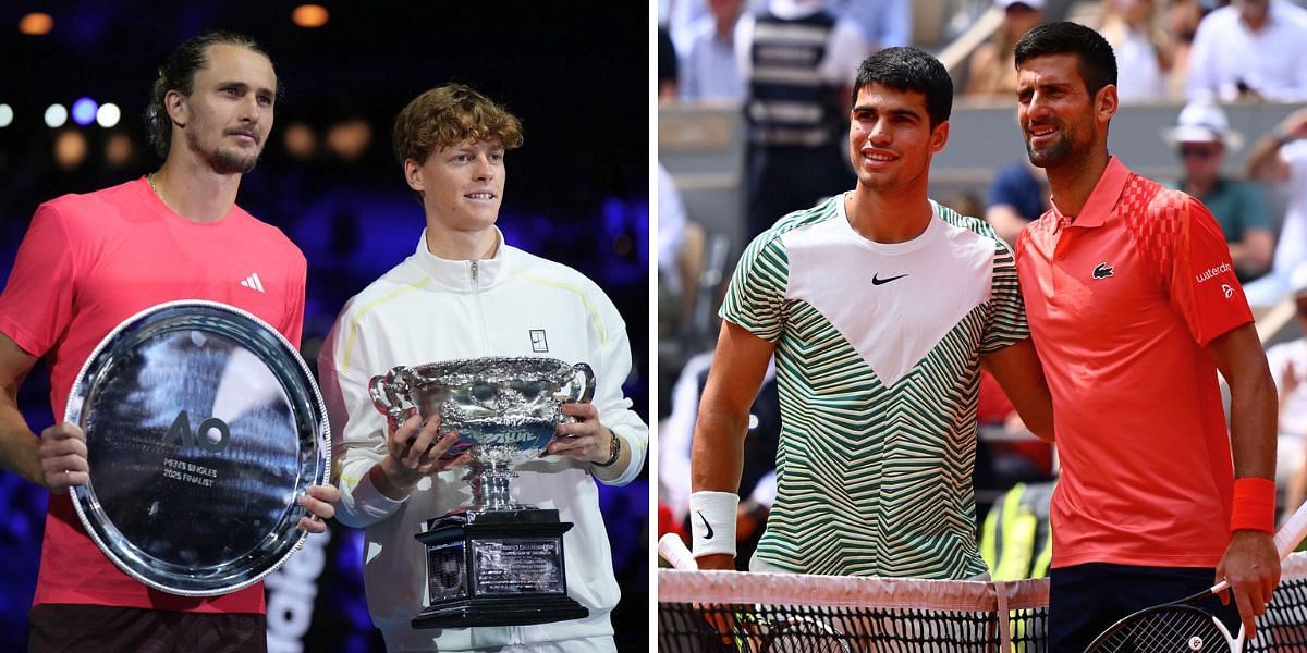 From L to R: Zverev, Sinner, Alcaraz, Djokovic; Source: Getty