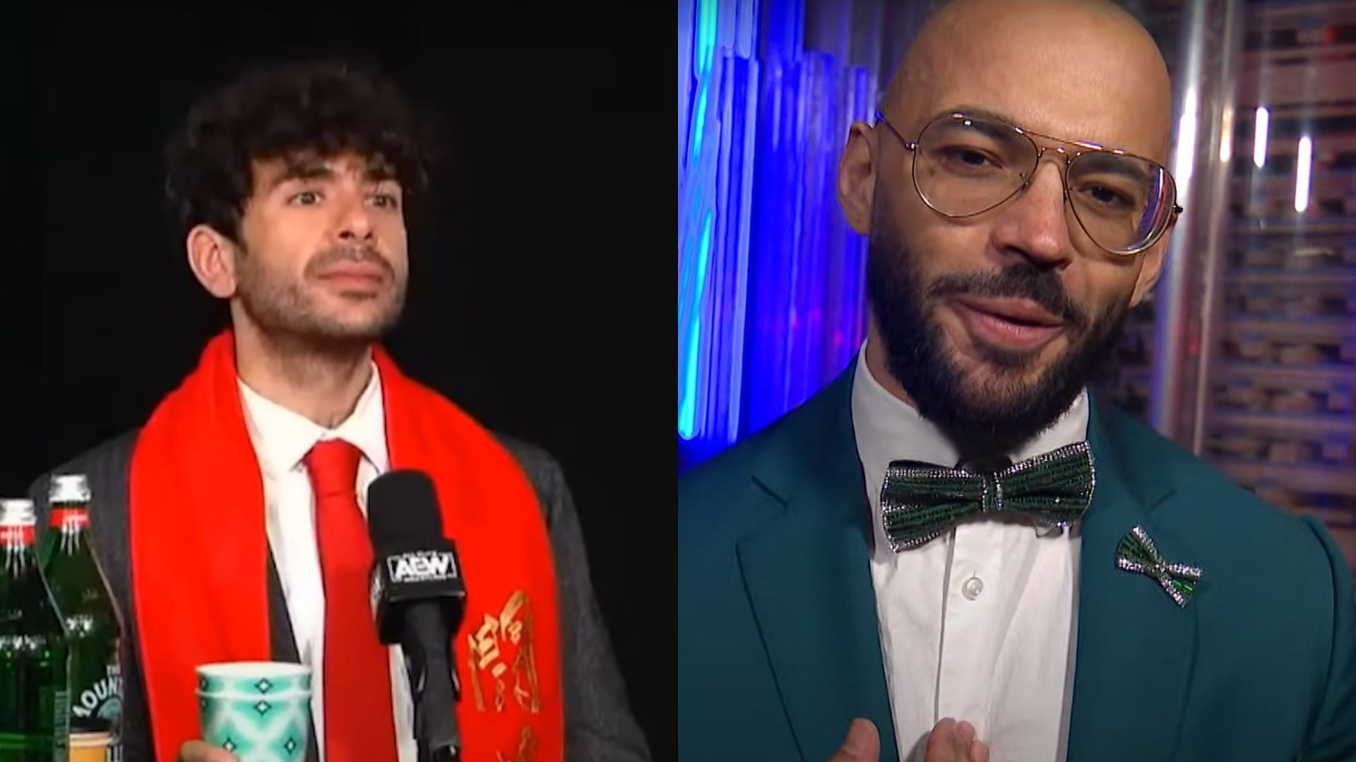 Tony Khan (left) and Ricochet (right). (Image credits: AEW YouTube channel)