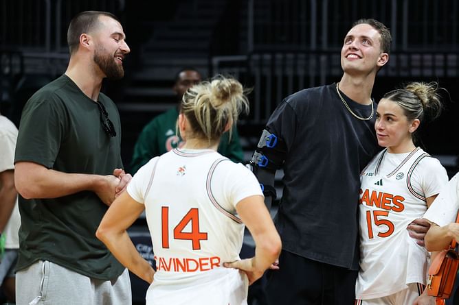 Jake Ferguson drops 2-word reaction for GF Haley Cavinder as they pose with Hanna and BF Carson Beck on senior night