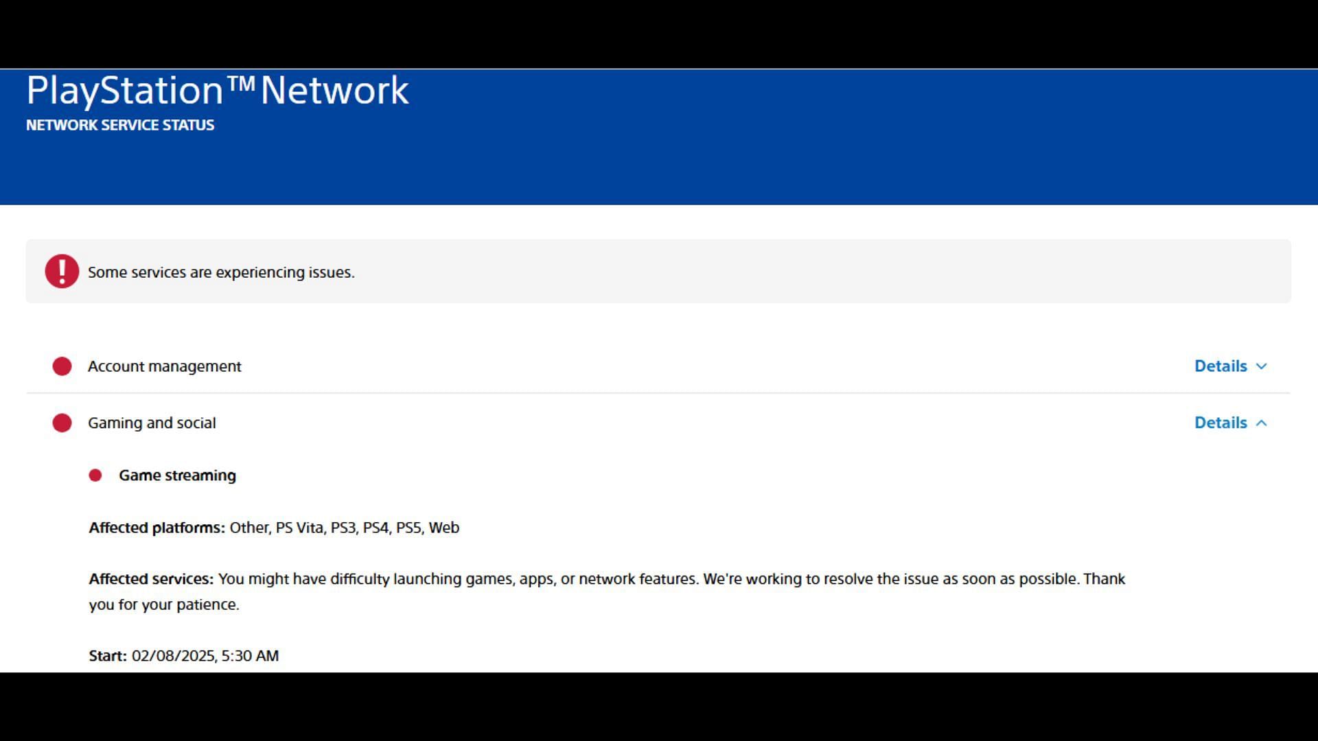 PSN servers are still down as of this writing (Image via PlayStation)