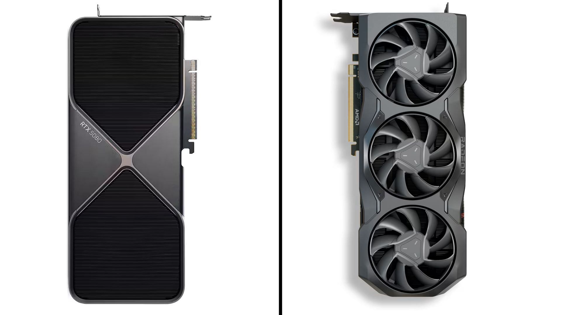 The AMD Radeon RX 7900 XTX and RTX 5080 are powerful gaming GPUs (Image via Best Buy and AMD)