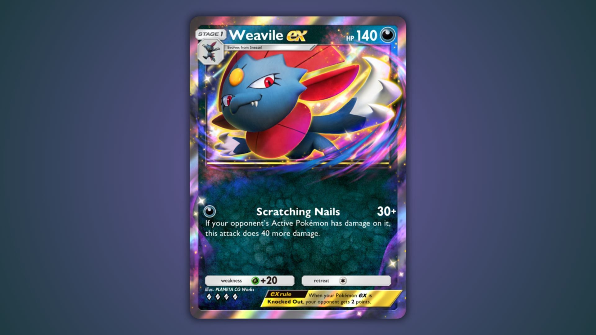 Weavile ex&#039;s card as seen in the game (Image via The Pokemon Company)