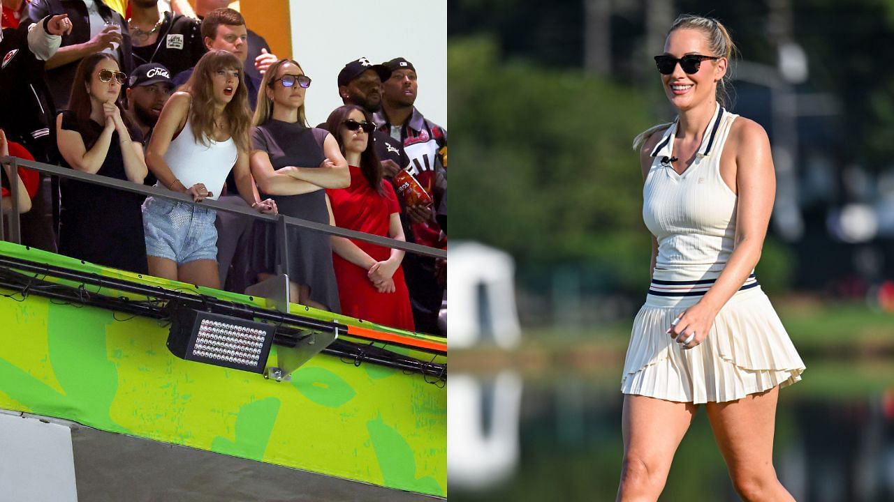 Paige Spiranac furiously sides with Taylor Swift after she got booed at the Super Bowl (Images via Getty)