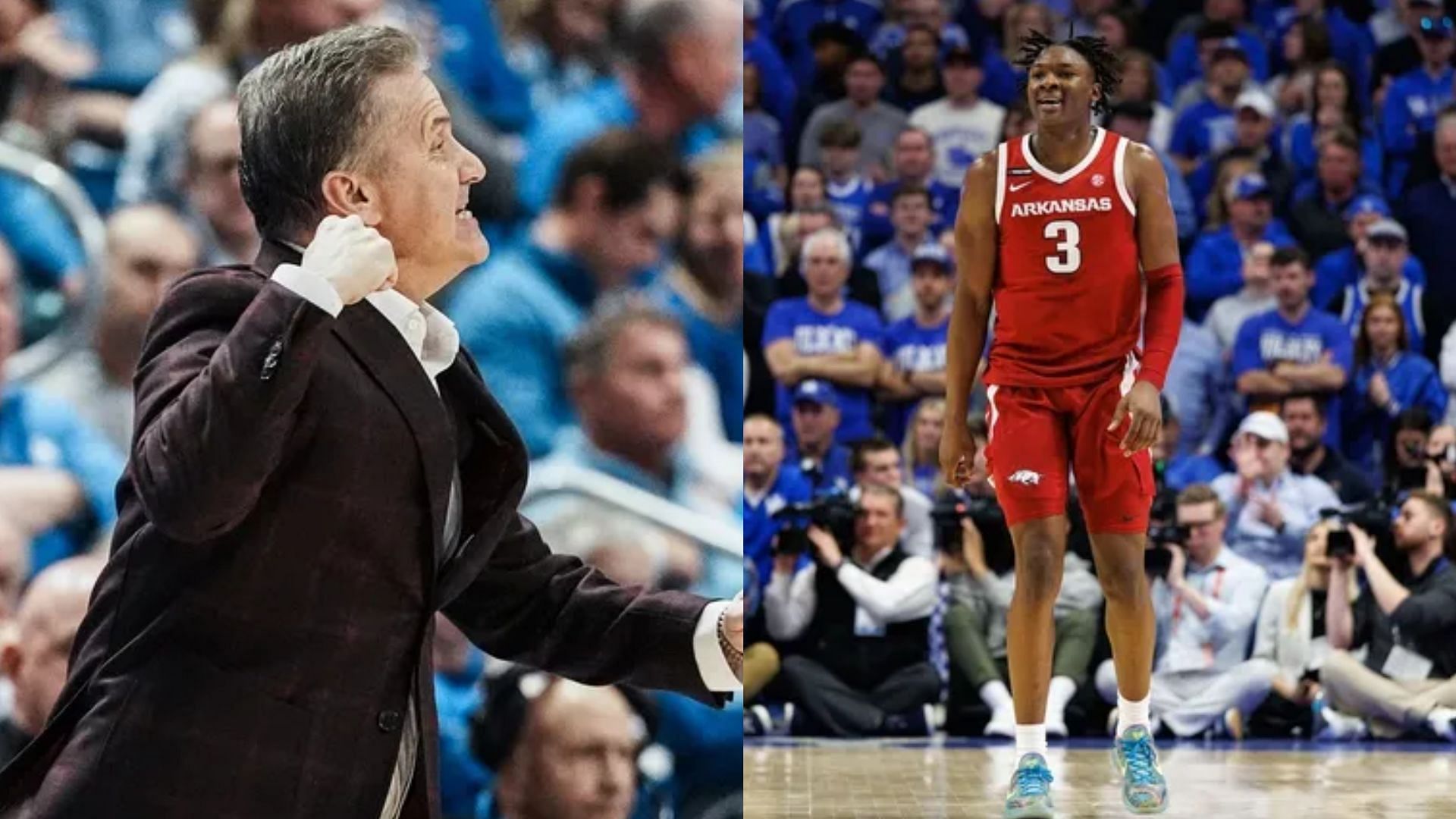 Arkansas coach John Calipari and star Adou Thiero 