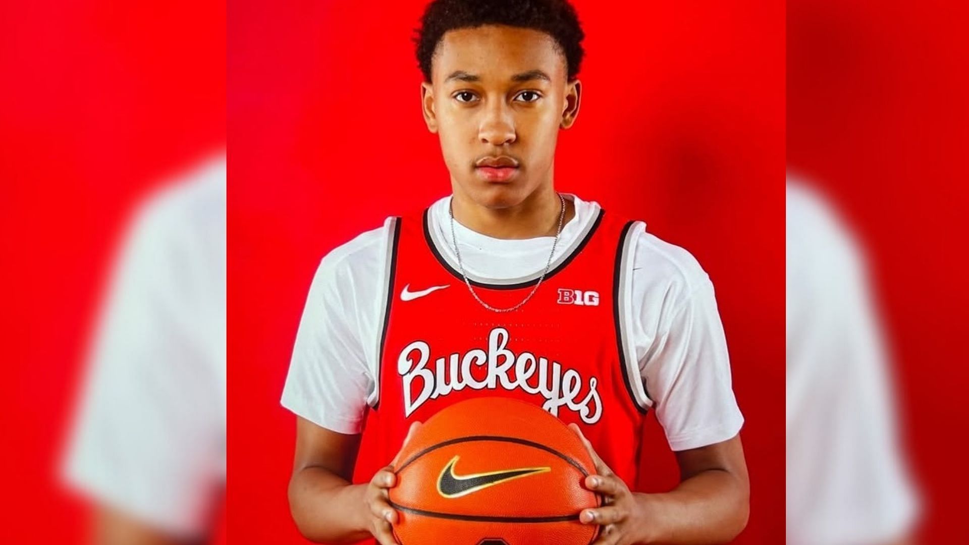 Ohio state commit Marcus Johnson on a photoshoot with the Ohio State Buckeyes. (Image via Instagram @marcus_johnson32)