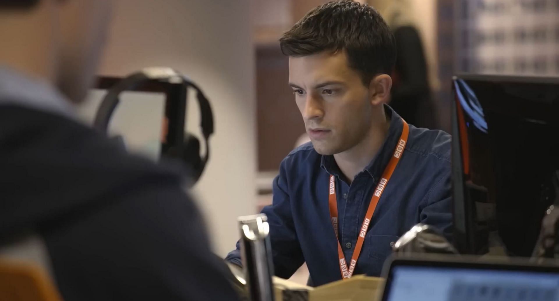 Jonathan Bailey in a still from the show W1A (Image via BBC Studios)