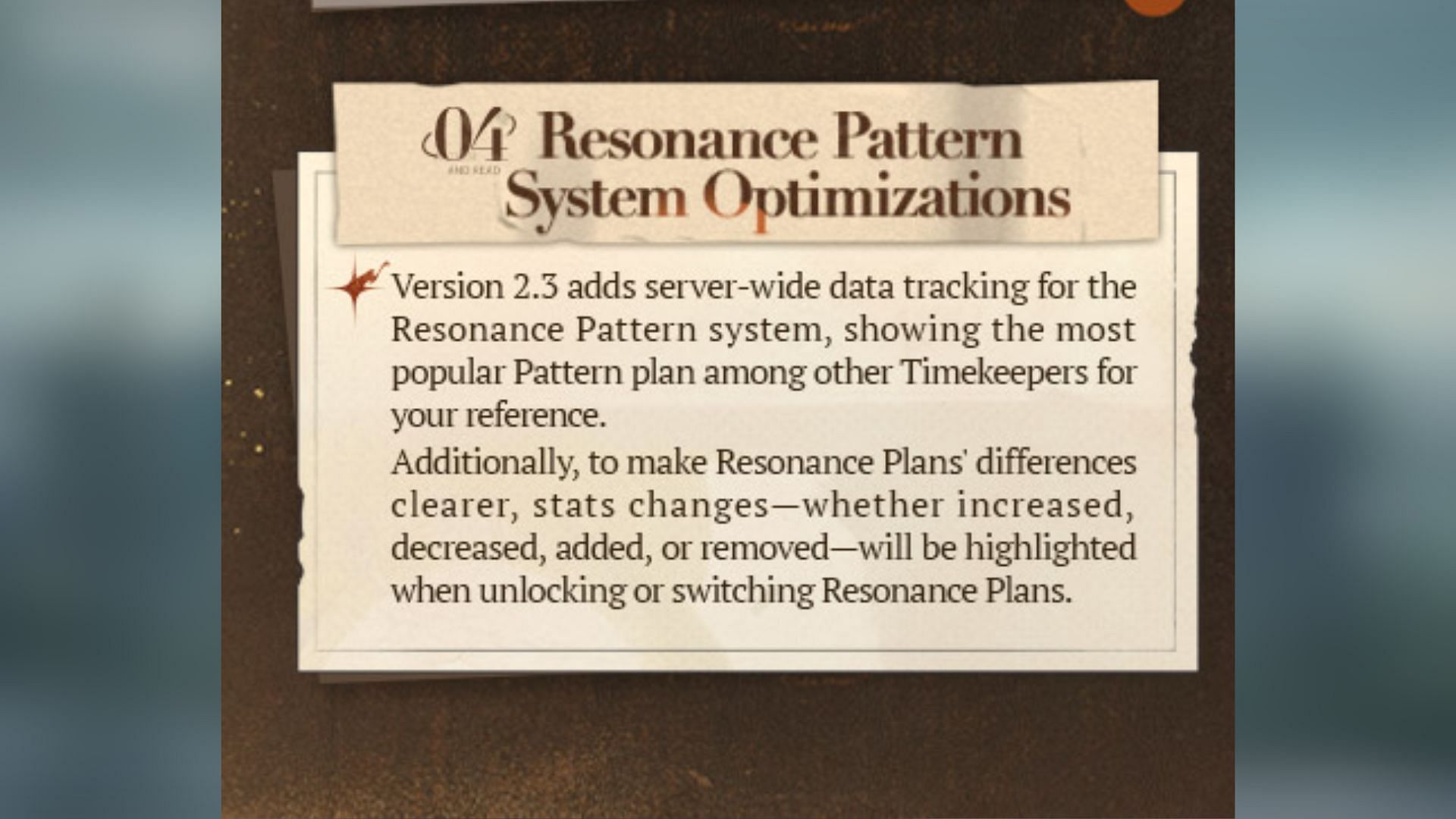 Details about the Resonance Pattern optimization in version 2.3 update (Image via Bluepoch)