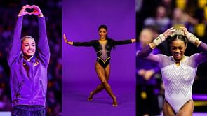 Olivia Dunne reacts to Kaliya Lincoln and Amari Drayton's floor exercise glimpses from faceoff against #1 Oklahoma amid 2025 season