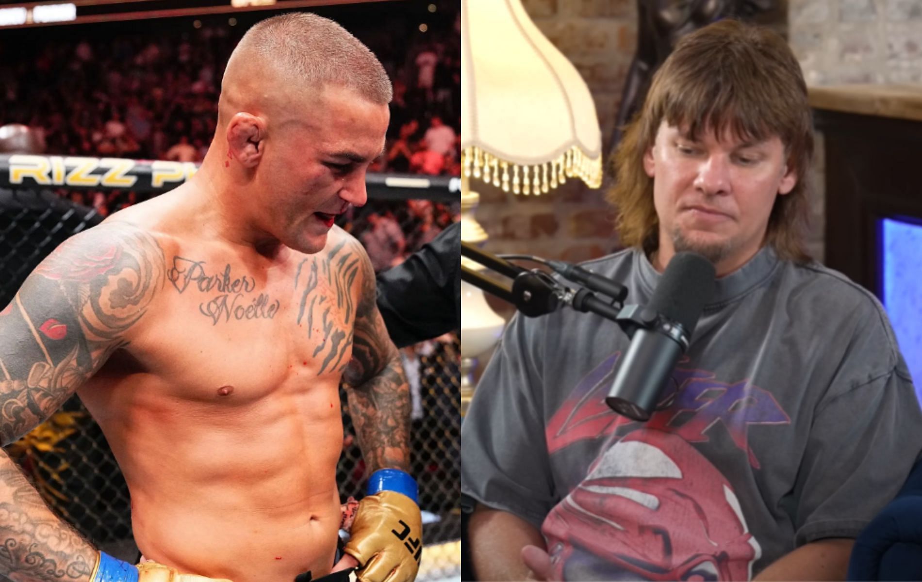 Dustin Poirier tells Theo Von about the loss which got him severely depressed. [Images Courtesy: Getty Images, @Theo Von Clips on YouTube]