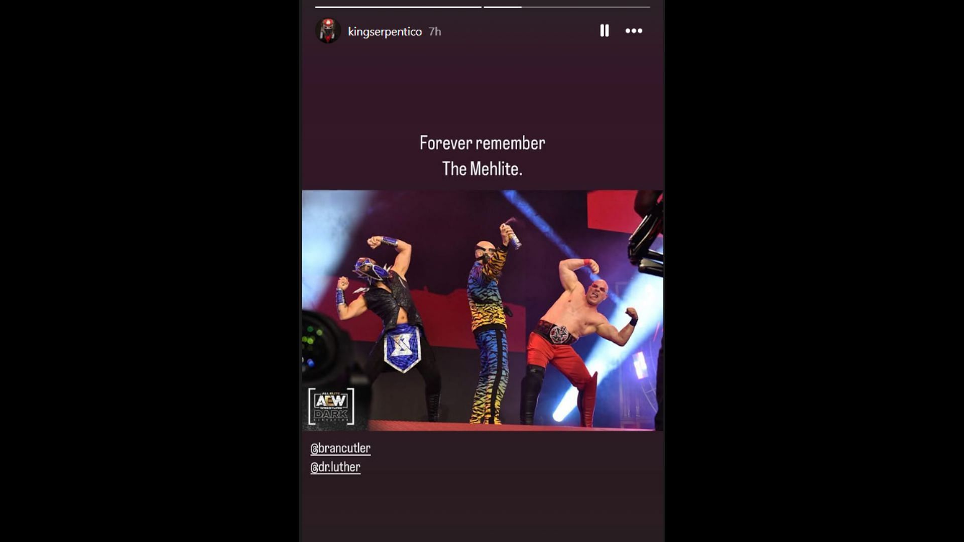 Serpentico takes shots at The Elite on Instagram. [Screenshot via: Serpentico&#039;s Instagram story]