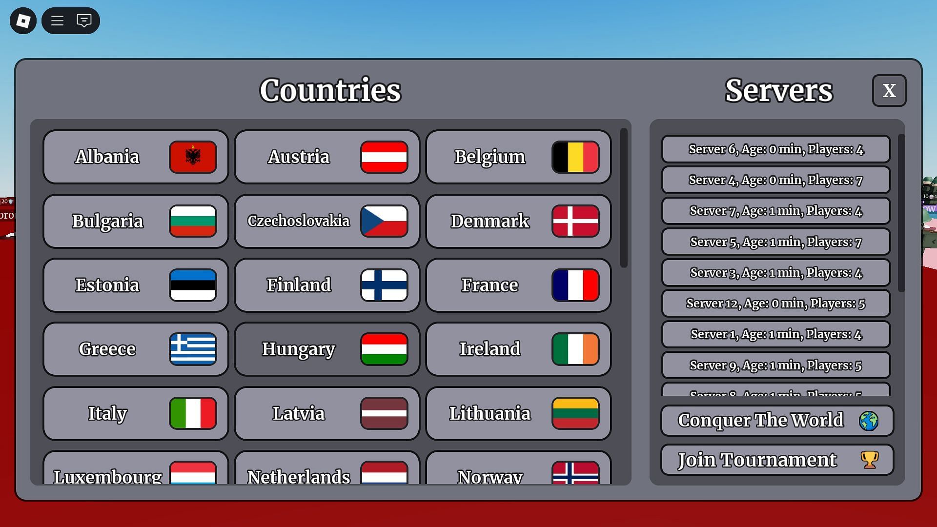 Featured countries (Image via Roblox)