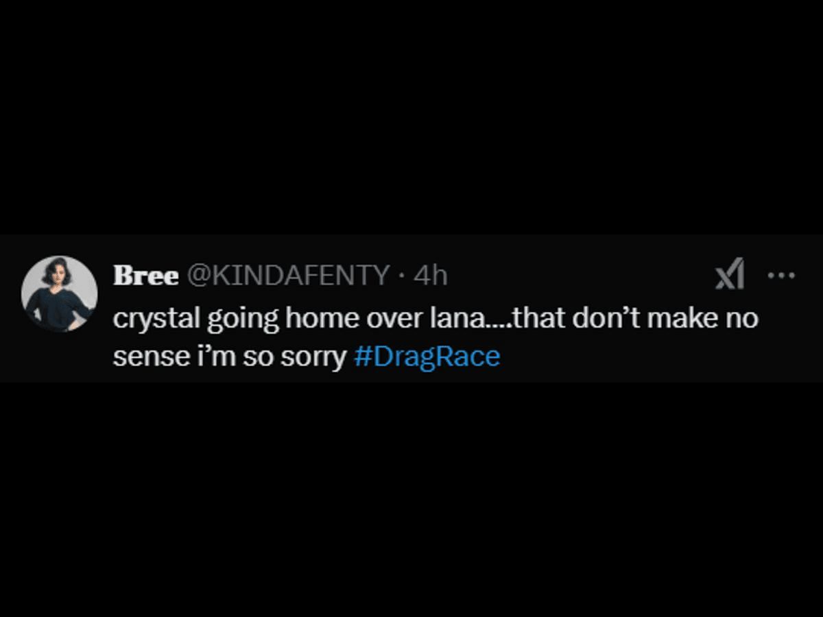 A RuPaul&#039;s Drag Race fan reacts to Crystal Envy&#039;s elimination (Image via X/@KINDAFENTY)