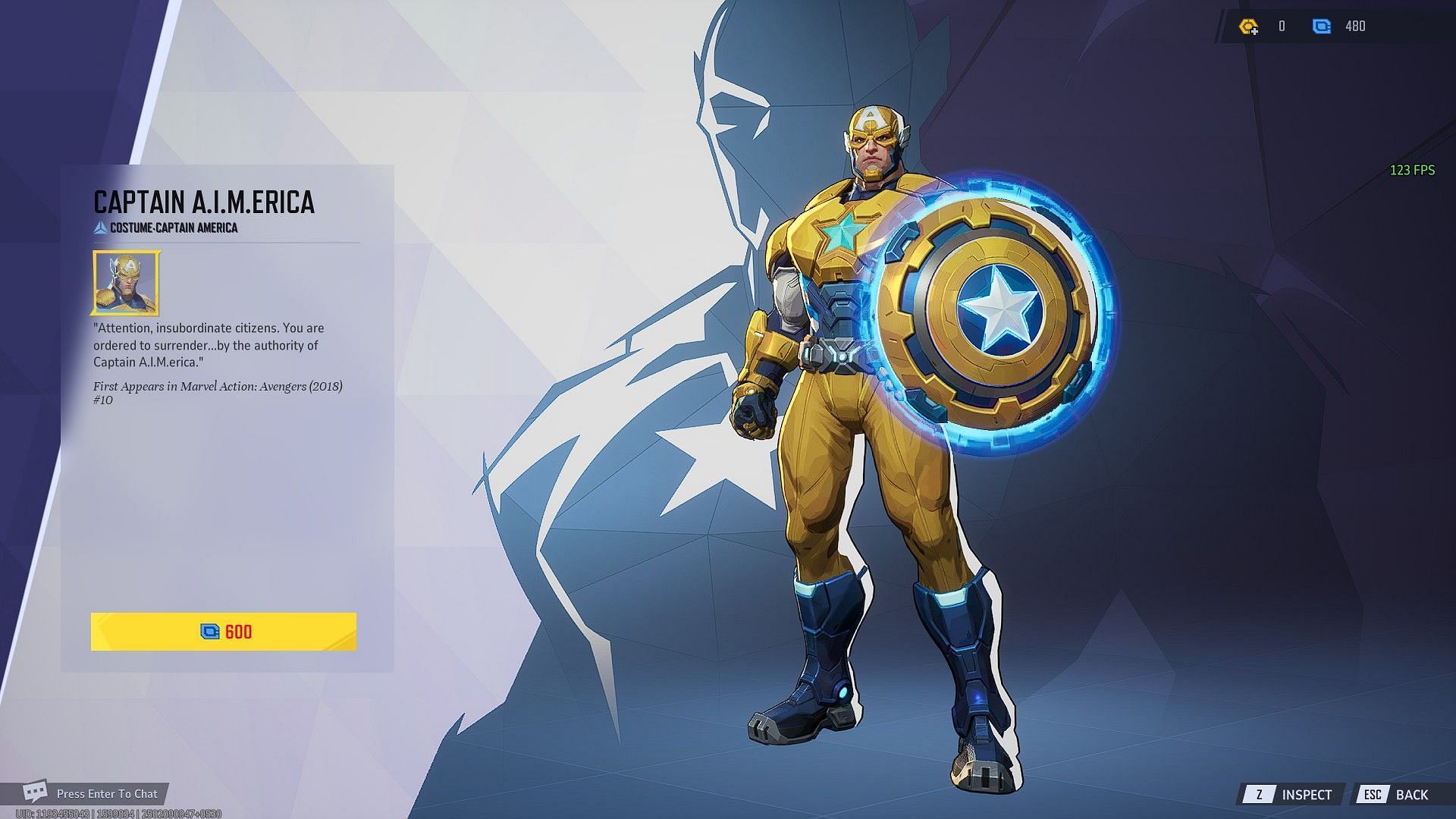 You can buy the new Captain America skin for 600 Units (Image via NetEase Games)