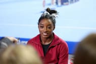 Simone Biles speaks at the Core Hydration Classic in Hoffman Estates, Illinois. (Photo by Getty Images)