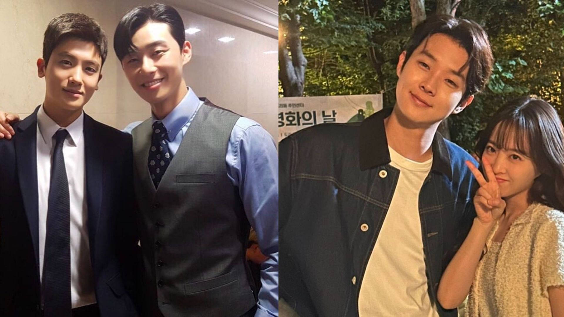 Park Hyung-Sik with Park Seo-joon and Choi Woo-shik with Park Bo-young (Image via Instagram/@phs1116, @dntlrdl)