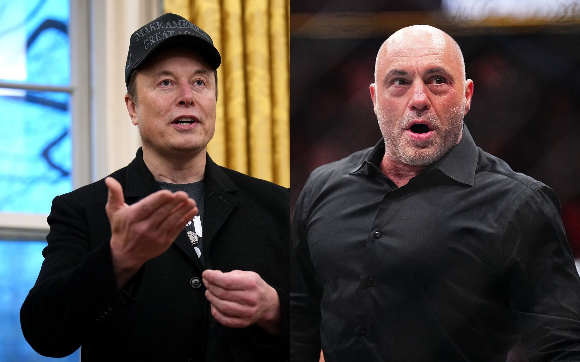 Elon Musk (left) has reacted to a rather alarming issue Joe Rogan (right) recently discussed on the JRE podcast [Images courtesy: Getty Images]