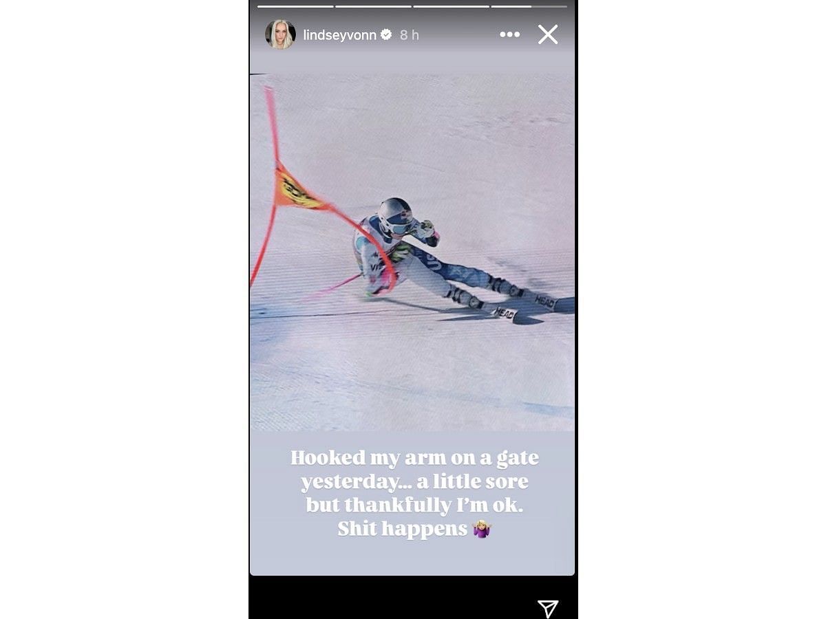 Screengrab of Lindsey Vonn&#039;s Instagram story (@lindseyvonn)