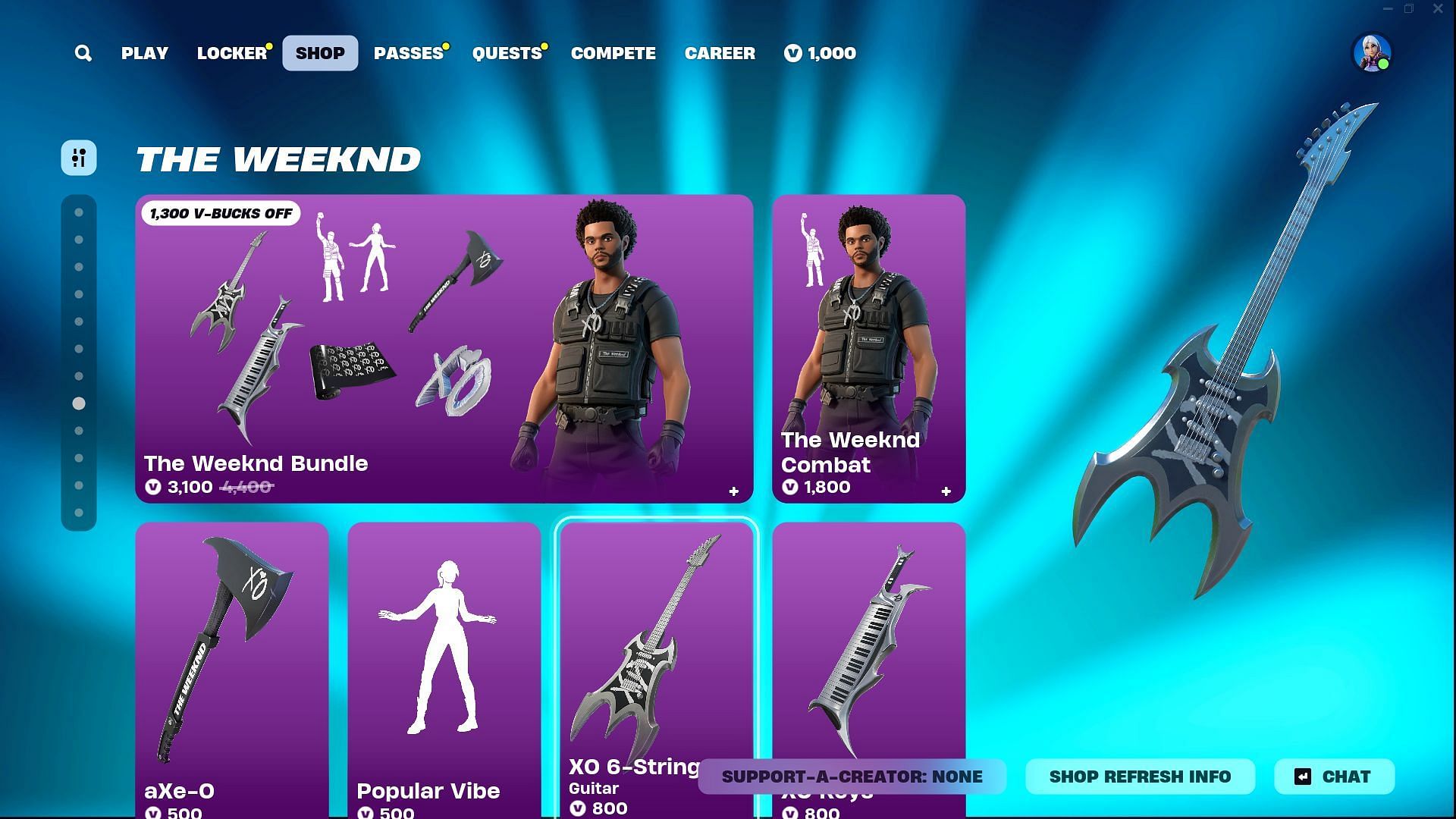 The Weeknd Combat skin in Fortnite can be purchased separately (Image via Epic Games)