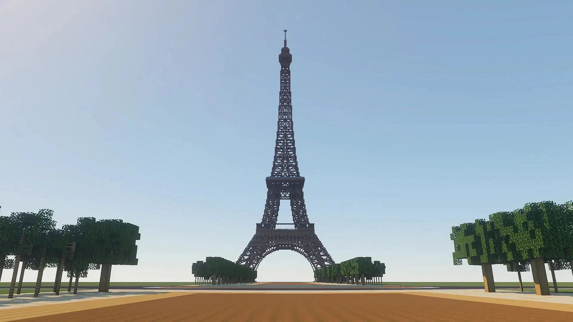 One Minecraft fan managed to reconstruct the Eiffel Tower with a bit of an unorthodox block (Image via u/bubbaflubba2/Reddit)