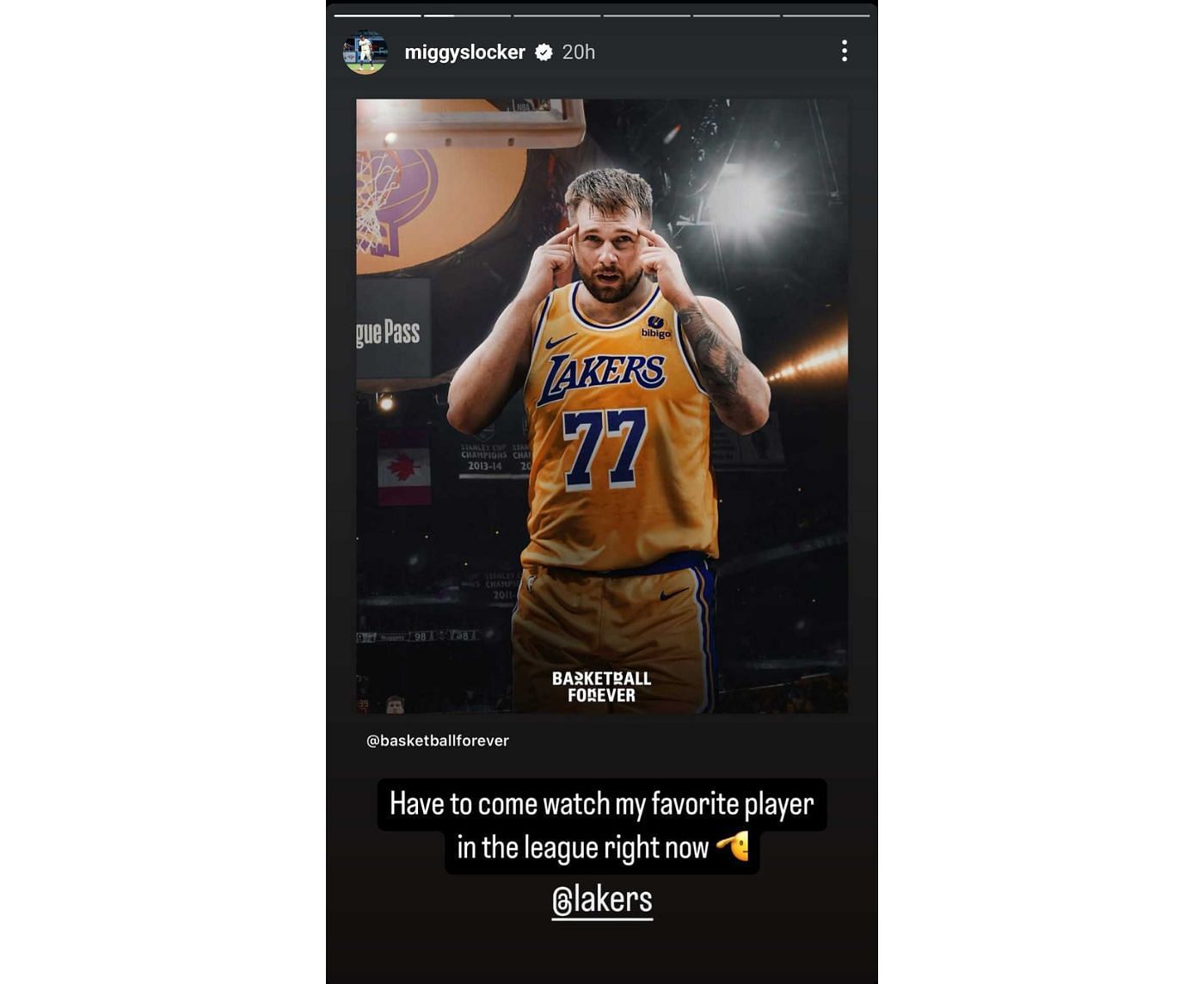 Miguel Rojas expressed his desire to watch Doncic play for the Lakers (miggyslocker/Instagram)