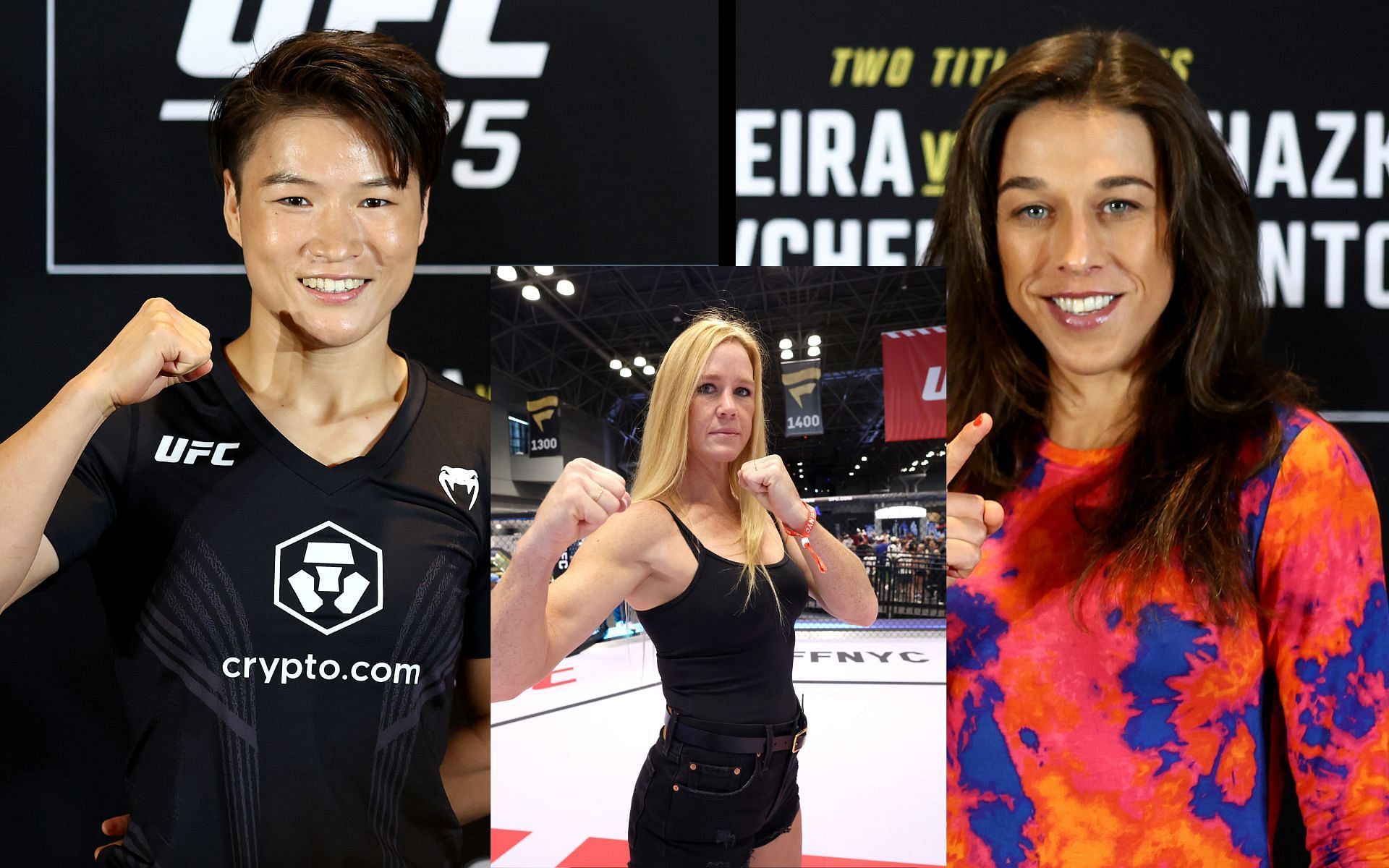 Holly Holm reacts after Zhang Weili ties Joanna Jedrzejczyk for strawweight record.  [Images courtesy: Getty]