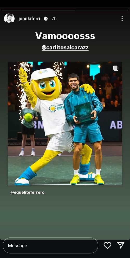 Juan Carlos Ferrero's Instagram Story (Image: Instagram @juankiferri)