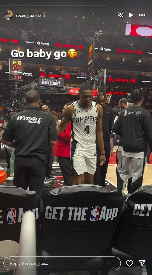 De'Aaron Fox's wife Recee Fox drops heartfelt 3-word reaction as she watches his Spurs debut from courtside (Image Credit: @recee_fox on Instagram)