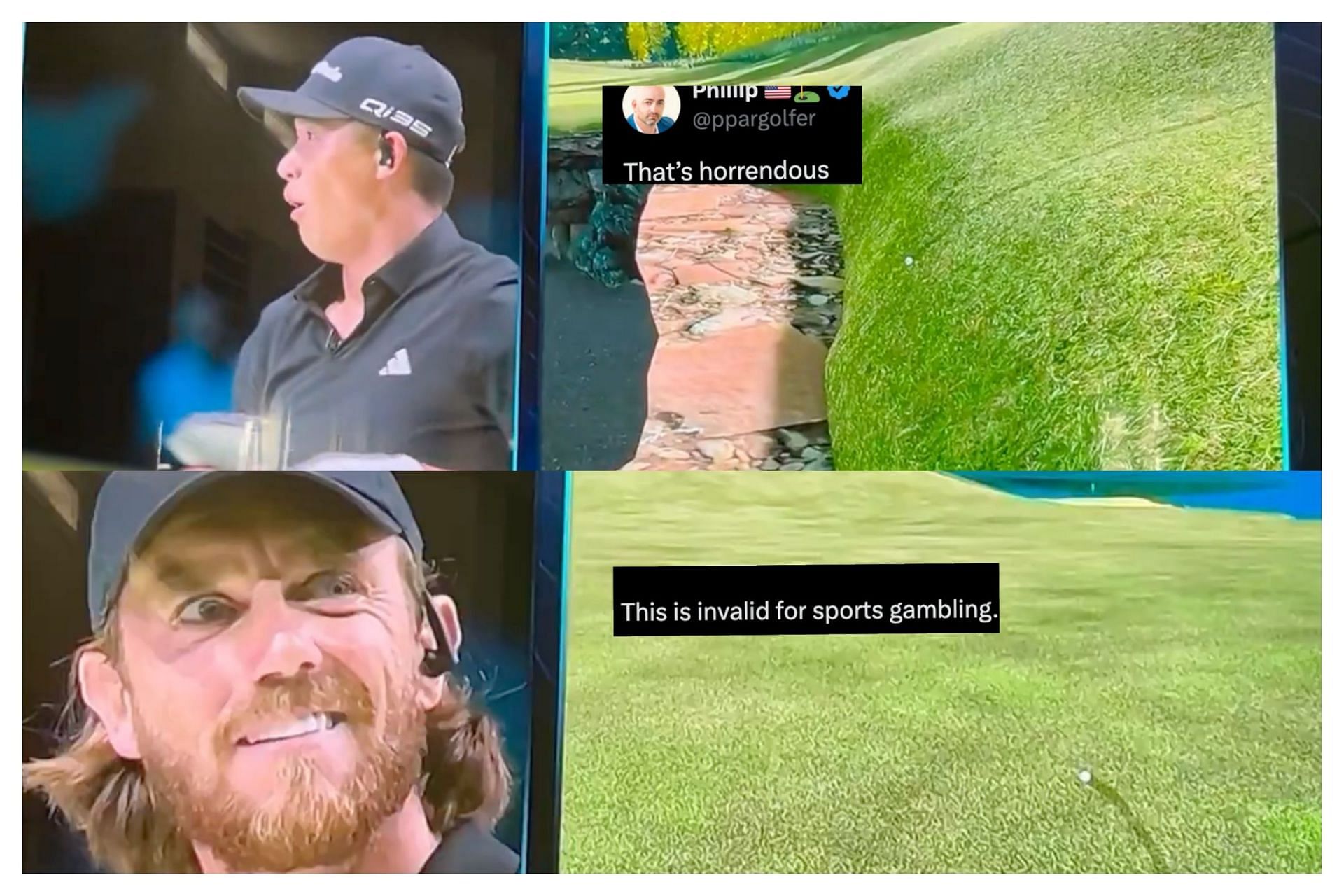 Tommy Fleetwood and Collin Morikawa faced glitches during TGL, Match 5 (images via x@StephenRoche100, x@ppargolfer, x@aBearsfann)