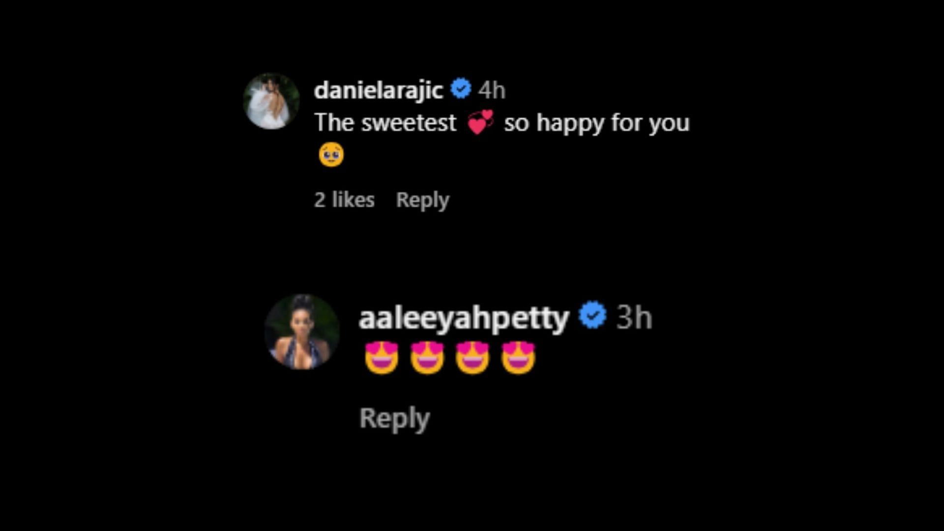 Aaleeyah Petty and Daniela Rajic react to Kendra Randle&#039;s post