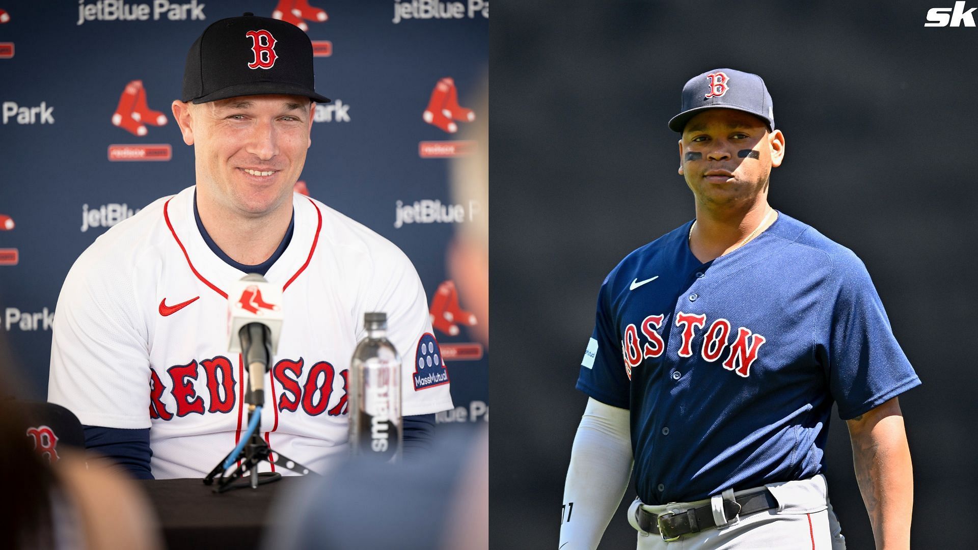 Alex Bregman of the Boston Red Sox smiles during his introductory press conference at JetBlue Park (Source: Getty)