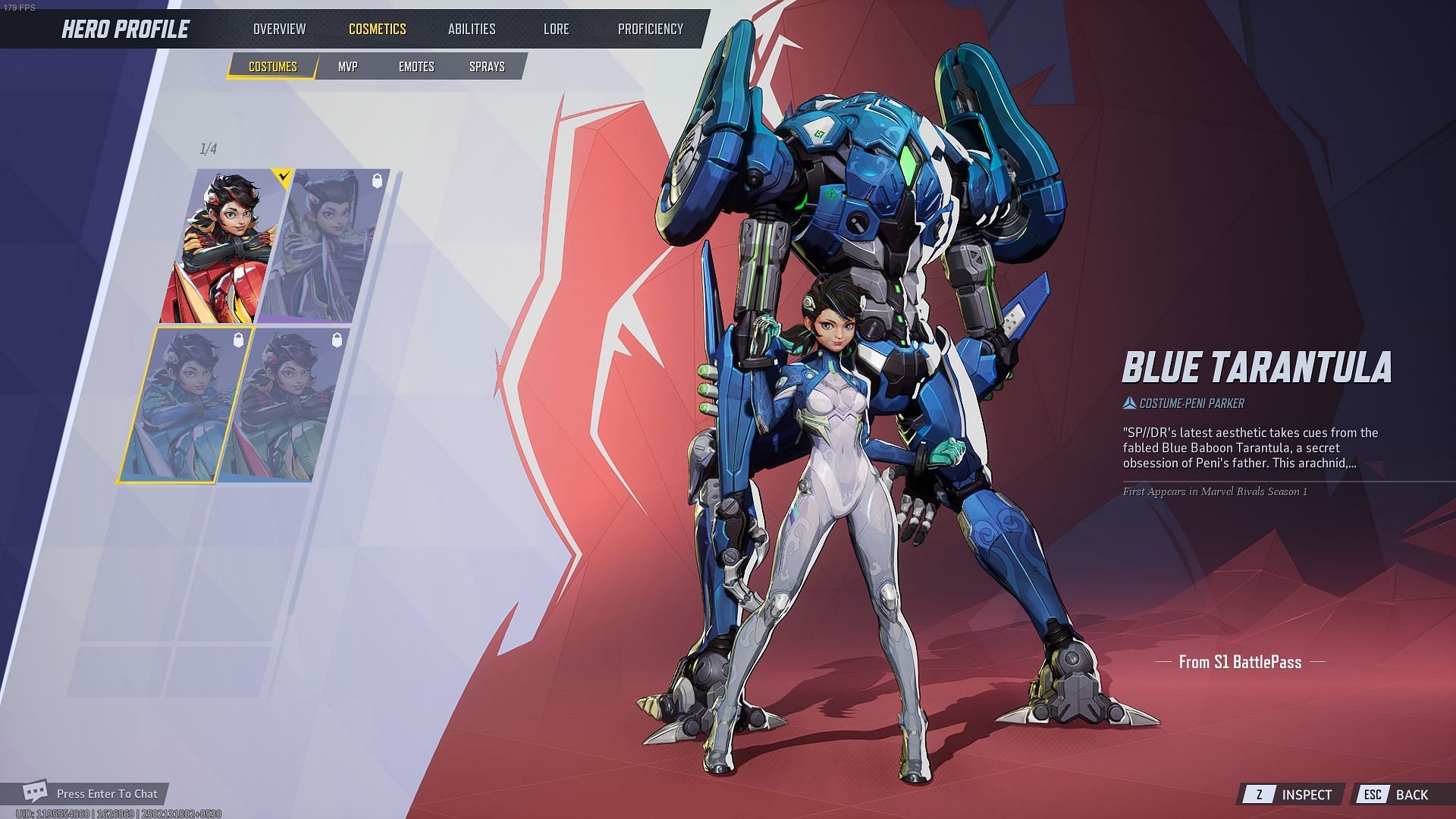 Blue Tarantula skin for Peni Parker (Image via NetEase Games)