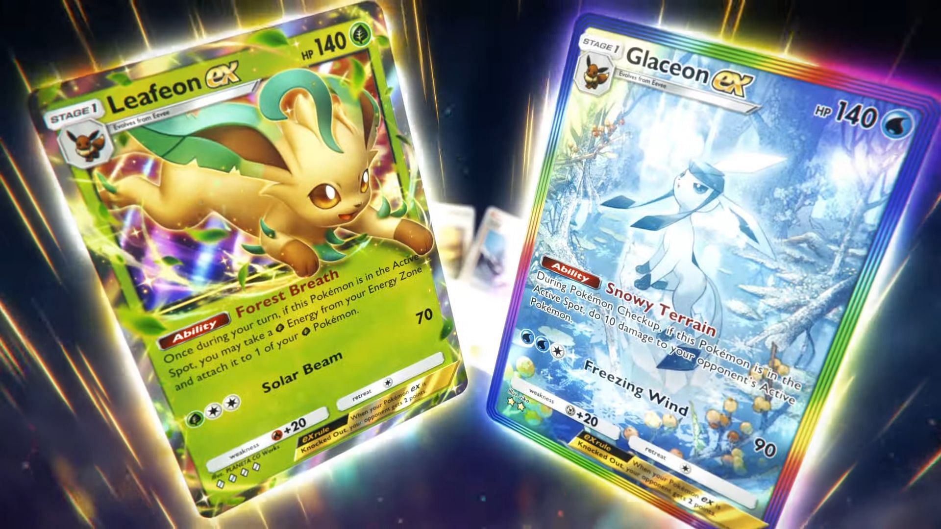 Leafeon ex and Glaceon ex were revealed in the Pokemon Day announcement video (Image via The Pokemon Company)