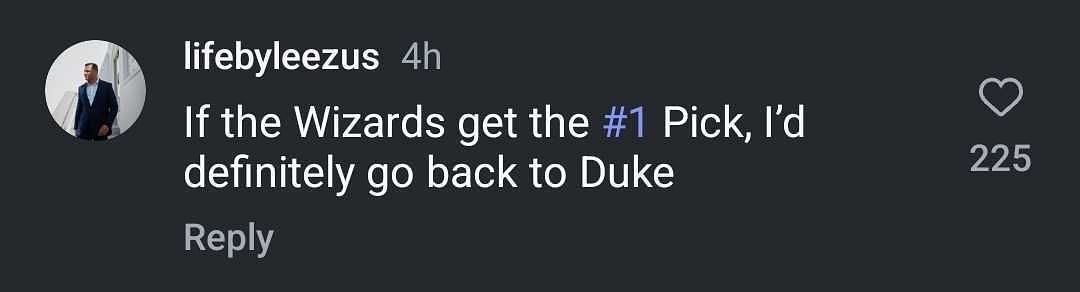 Fan reacts to social media post involving Cooper Flagg. (Instagram)
