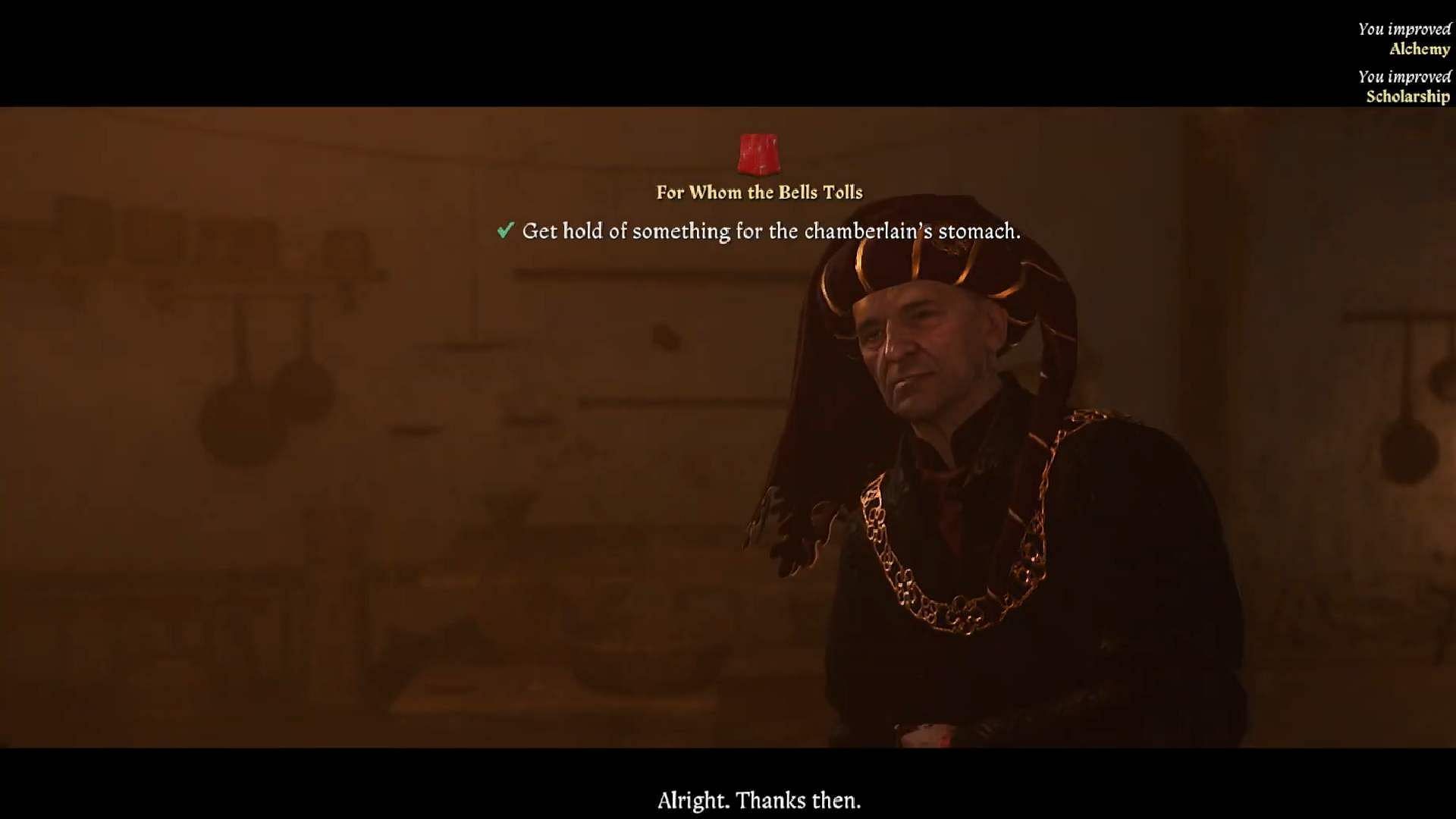 A still of a cutscene from the &quot;For Whom the Bell Tolls&quot; quest (Image via Deep Silver/YouTube@Guides Gamepressure)