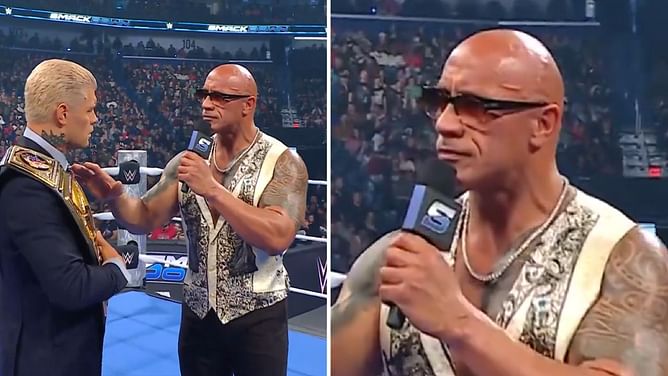 [WATCH] The Rock visibly angry; pauses promo to shout at WWE fan on SmackDown