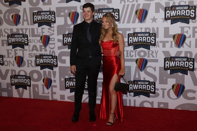 "On Vday, we wear pink": Harrison Burton's fiance Jenna Petty channels Valentine's aesthetics in a heart-embroidered peplum top and pink pants