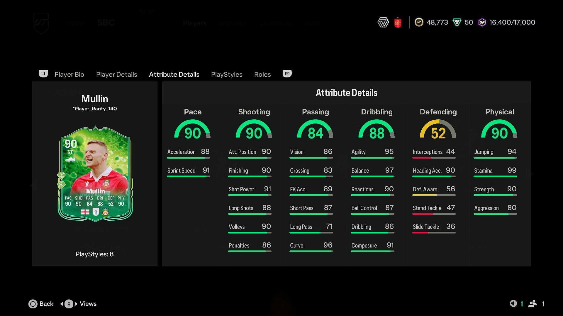 EA FC 25 Paul Mullin Grassroot Greats stats (Image via Sportskeeda Gaming/EA Sports)