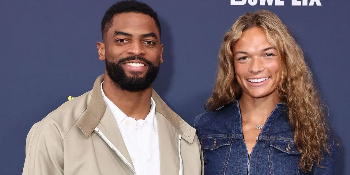 Anna Hall and boyfriend Darius Slayton at the Super Bowl 2025. (Image by Getty)