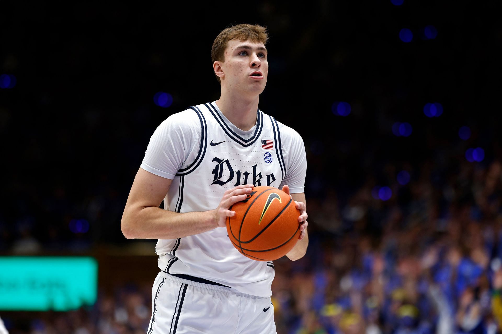 Cooper Flagg (#2) of the Duke Blue Devils prepares to shoot a free throw during the first half against the North Carolina Tar Heels at Cameron Indoor Stadium on February 1, 2025. Photo: Getty