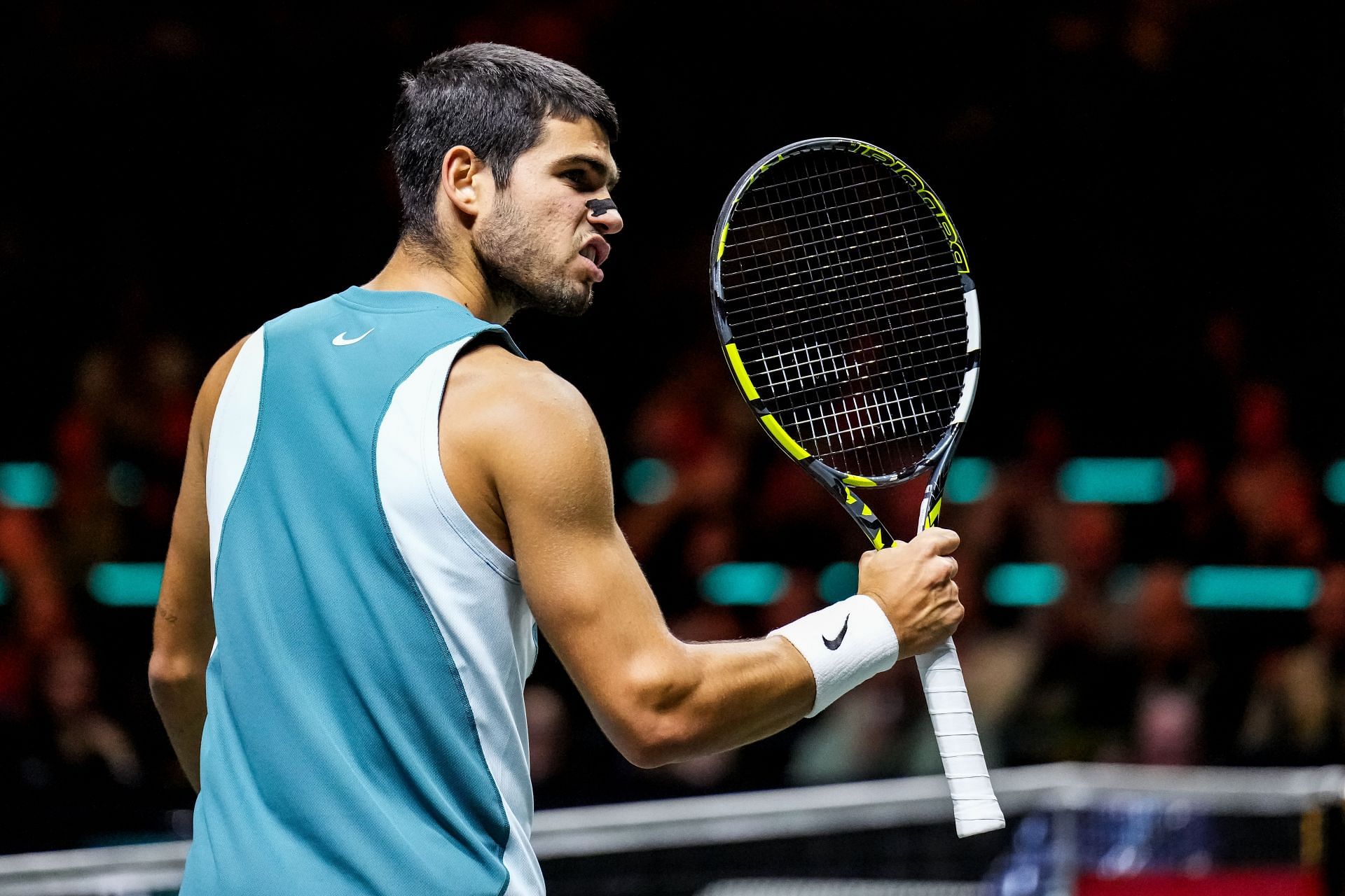 Alcaraz celebrates a point in the ABN AMRO Open - Source: Getty